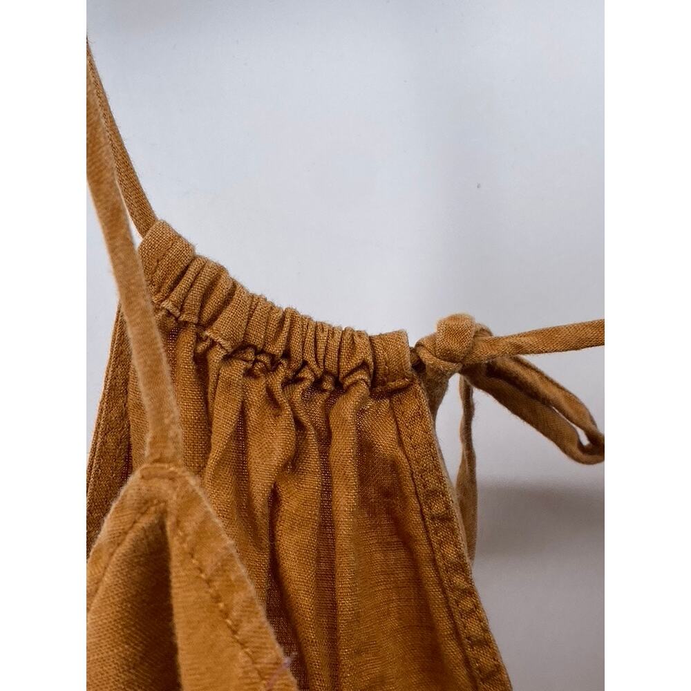 EVERLANE Women's Brown Linen Shoestring Apron Open-Back Jumpsuit SZ S - Picture 5 of 12